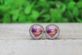 Vikings Football Flag Heart Glass Stud Earrings