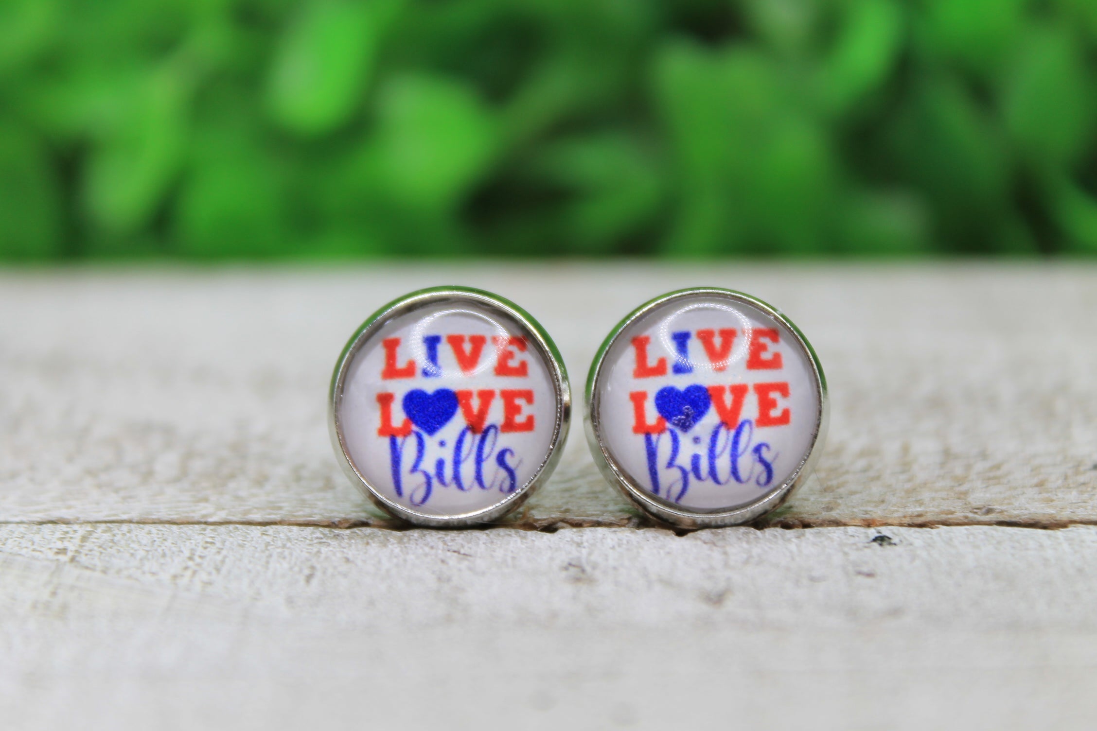 LIVE LOVE BILLS Football Glass Stud Earrings
