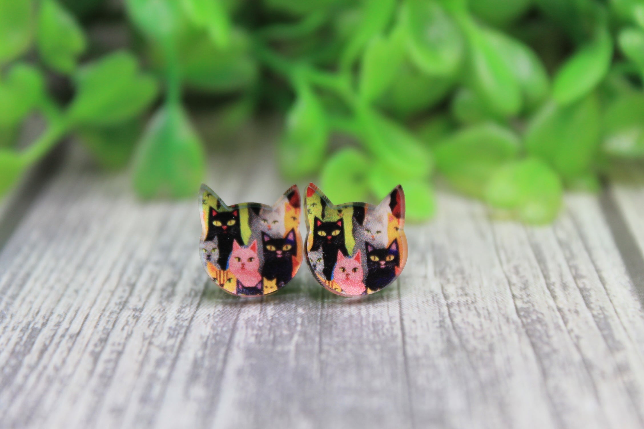Cat Face Stud Earrings