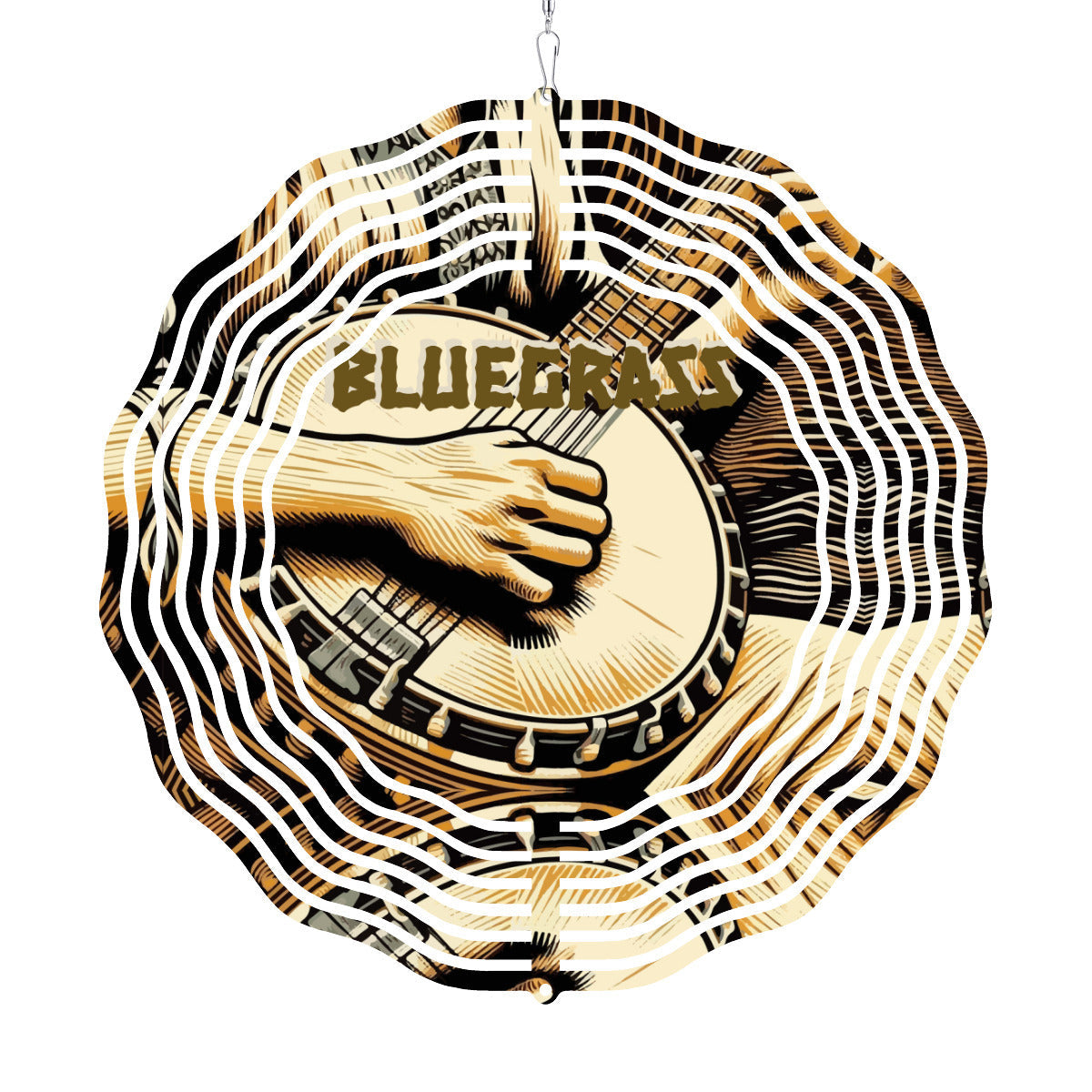 Bluegrass Banjo Player 3D Wind Spinner Outdoor Decor
