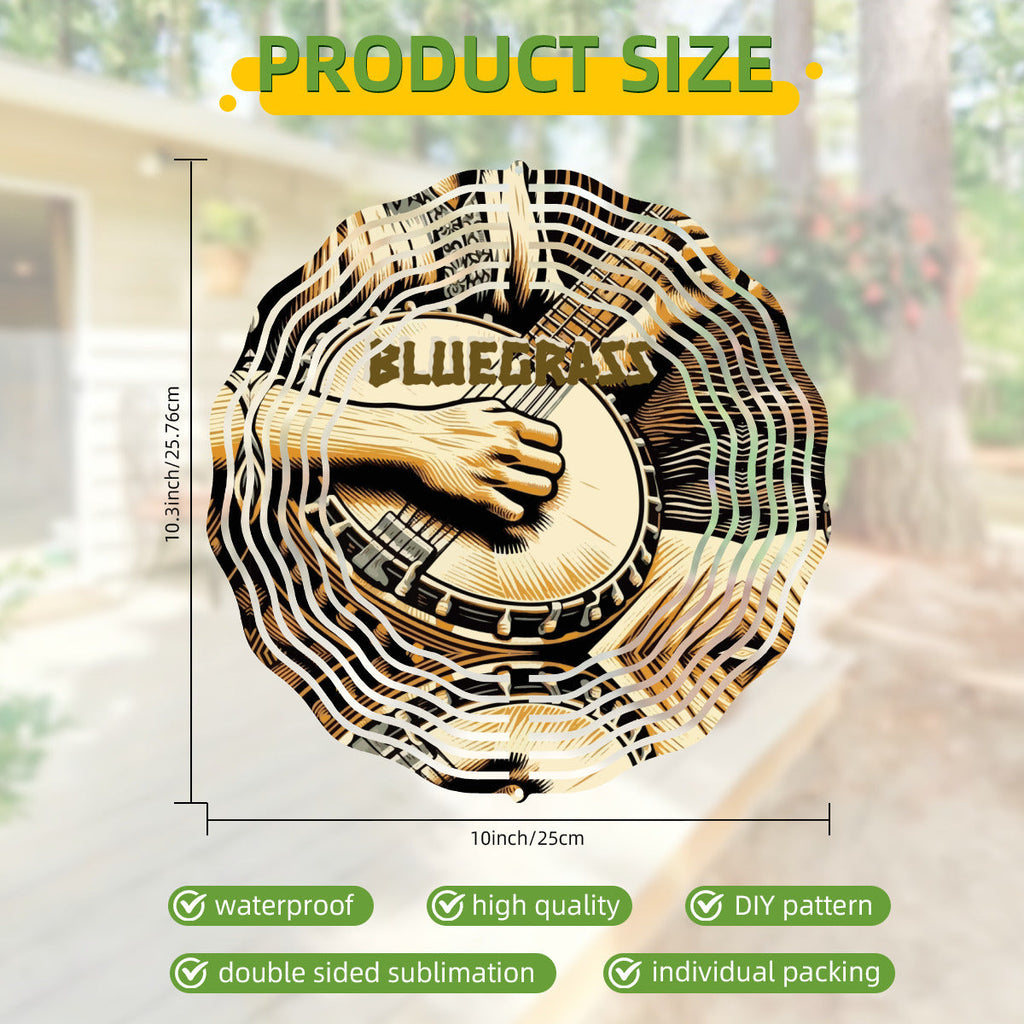 Bluegrass Banjo Player 3D Wind Spinner Outdoor Decor