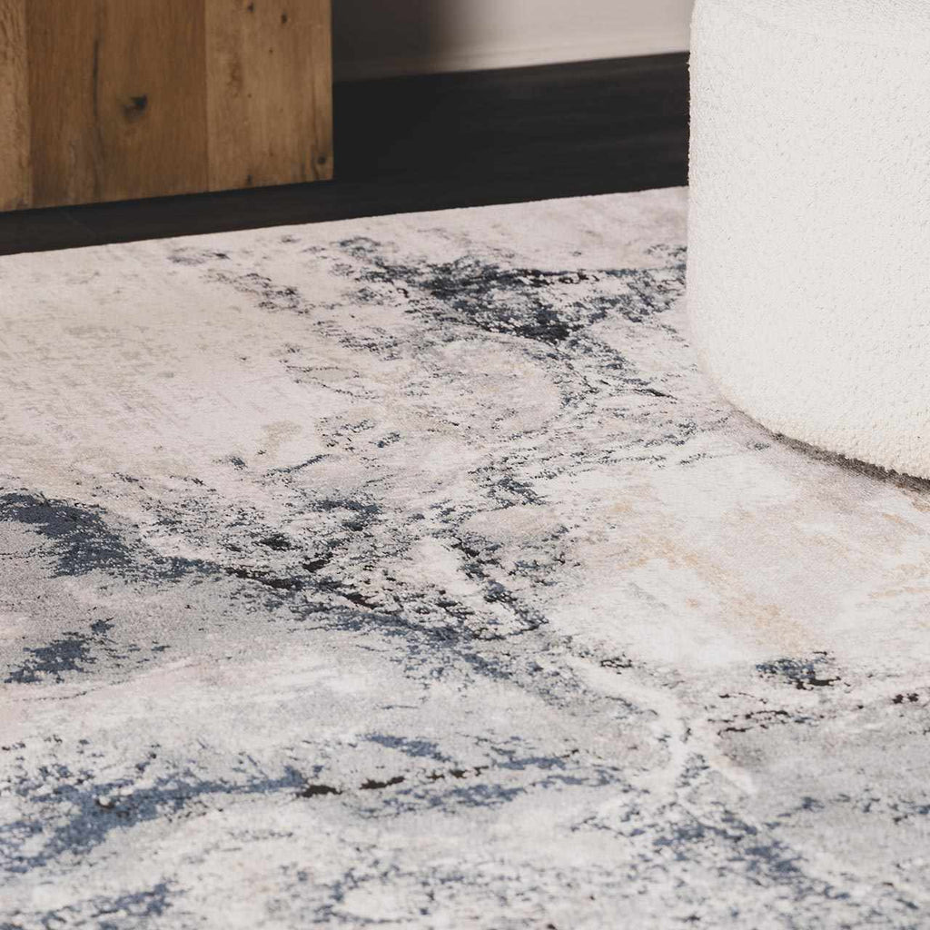Kirkland Dark Blue Marble Rug