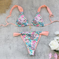 Three Point Low Waist Lace up Sexy Halter Bikini Fresh Split Swimsuit Women