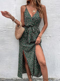 Women Clothes Summer Bohemian Strap Dress Printed Long Slit Maxi Dress Bella Mia