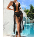 Beach Tourism Hand Crocheting Three Dimensional Floral Tassel Beach Sexy Open Back Swimsuit Bikini Set Crochet hook Bella Mia