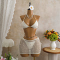 Retro Mesh Sequ Bikini Three Piece Swimsuit Swimwear Bikini