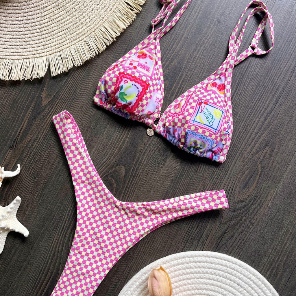 Swimwear Bikini Printed Sexy Backless Split Swimsuit Bikini