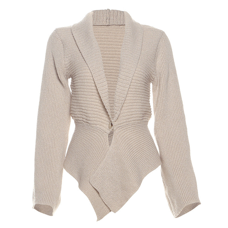 Autumn Winter Women Clothing Deep V Plunge neck Sexy Hollow Out Cutout Loose Sweater Cardigan Coat Bella Mia