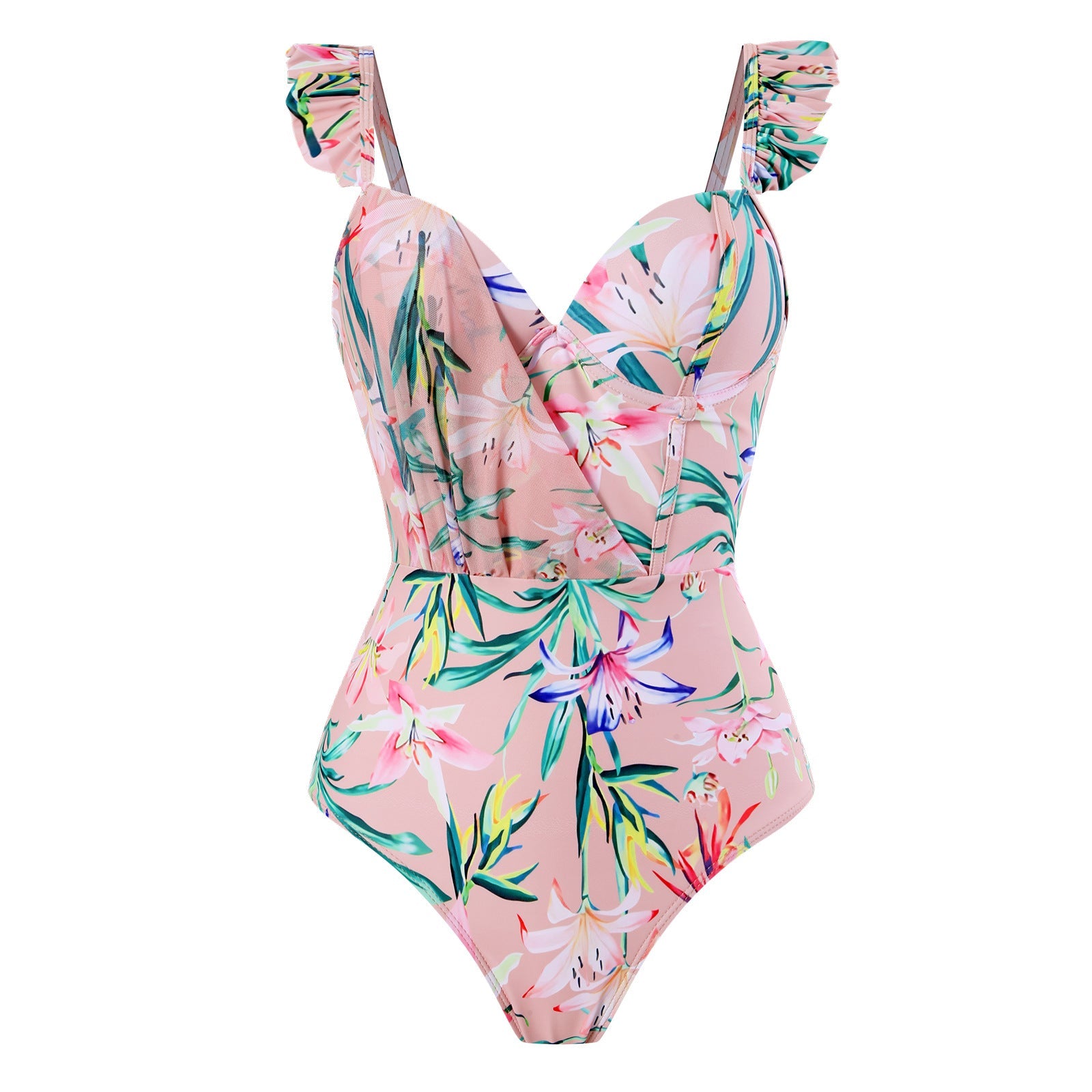 Siamese Conservative Flying Edge Covering Belly Thin Sexy Skirt Swimsuit Women Wrap Skirt Set