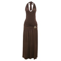 Women Clothing Summer Sexy Halter Strap Backless Slim Fit Fold Split Dress Bella Mia