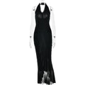 Arrival Sexy Halter Dress Summer Deep V Plunge Ruffled Slit Pleated Dress Bella Mia