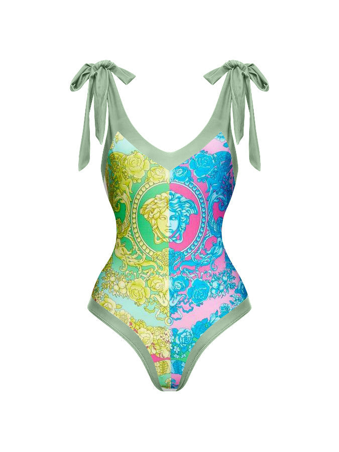 Sexy Siamese Conservative Cover Belly Thin Swimsuit Spring Bathing Suit Women Chiffon Beach Dress