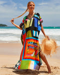 New Positioning Printing Beach Cover-up Sexy Cardigan Dress Beach Cover Up