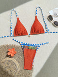Color Matching Split Swimsuit Lady Sexy Lace up Bikini Beach Spring Swimsuit