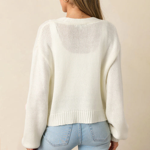 3D Strawberry Pattern Women Elegant Sweater Cardigan Autumn Winter Button Long Sleeve Sweater