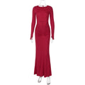Sexy Women Clothing Hollow Out Cutout Backless Stitching Tied Halter Slim Fit Long Sheath Street Dress Women