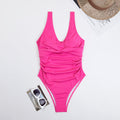 Swimsuit Women Triangle One Piece Solid Color Bikini Sports Conservative Swimsuit