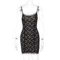 Women Clothing Summer Sexy Low Cut Cinched Sheath Lace Dress
