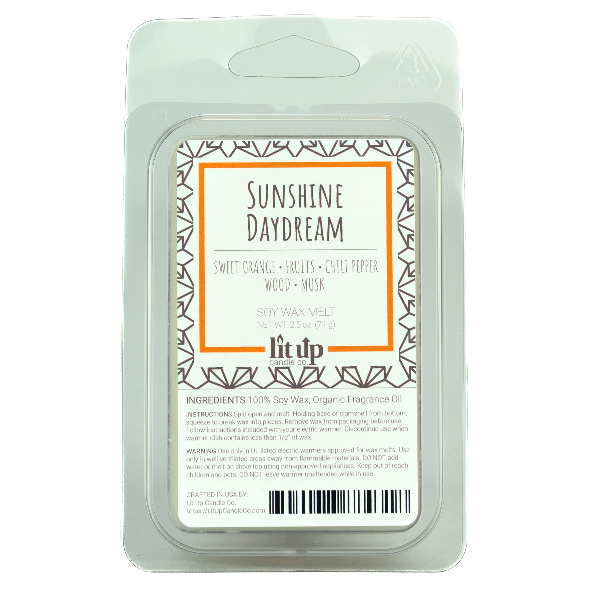 Sunshine Daydream scented 2.5 oz. soy wax melt - FKA Sweet Orange & Chili Pepper