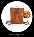 Red and Gold Pattern Vegan Leather Backpack