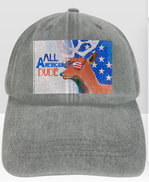 All American Dude with Deer Vintage Washed Baseball Cap | Ships from USA