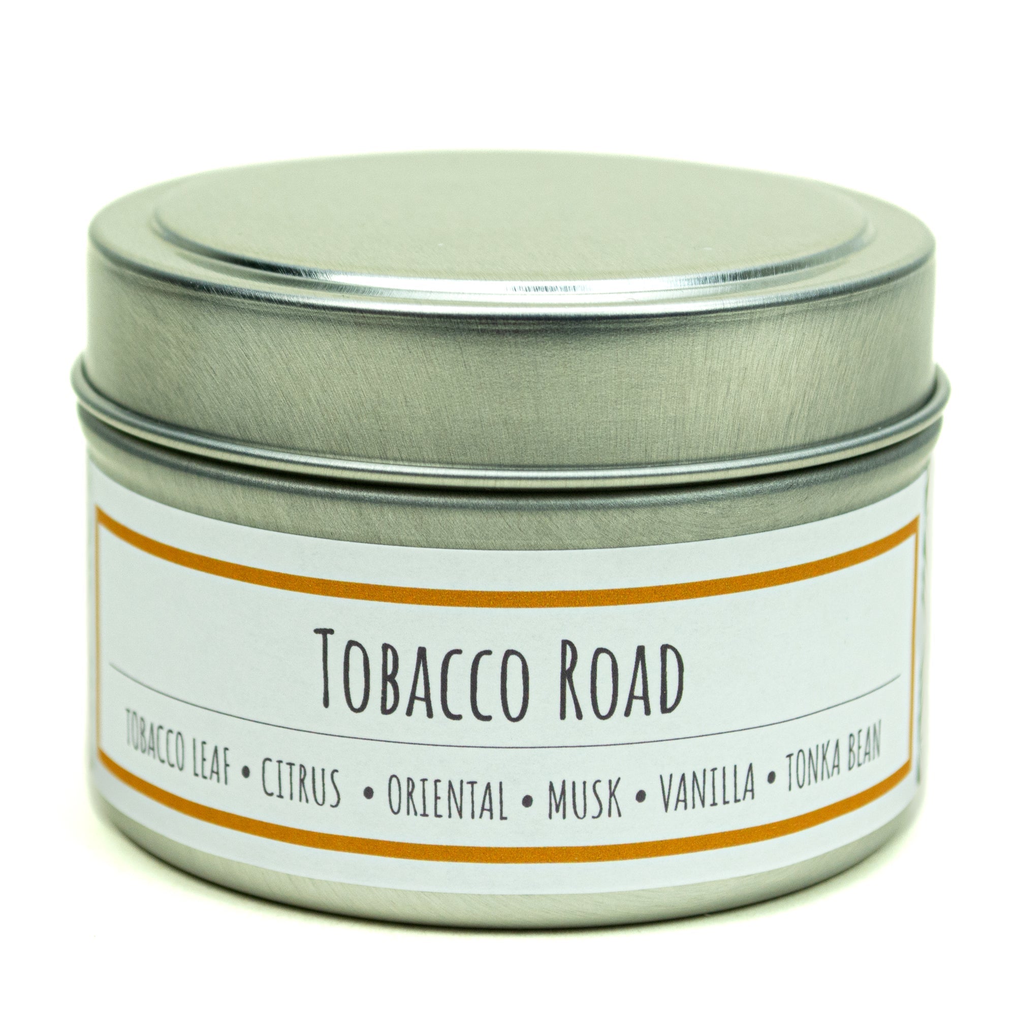 Tobacco Road scented 3 oz. soy candle in travel tin - FKA Tobacco Caramel