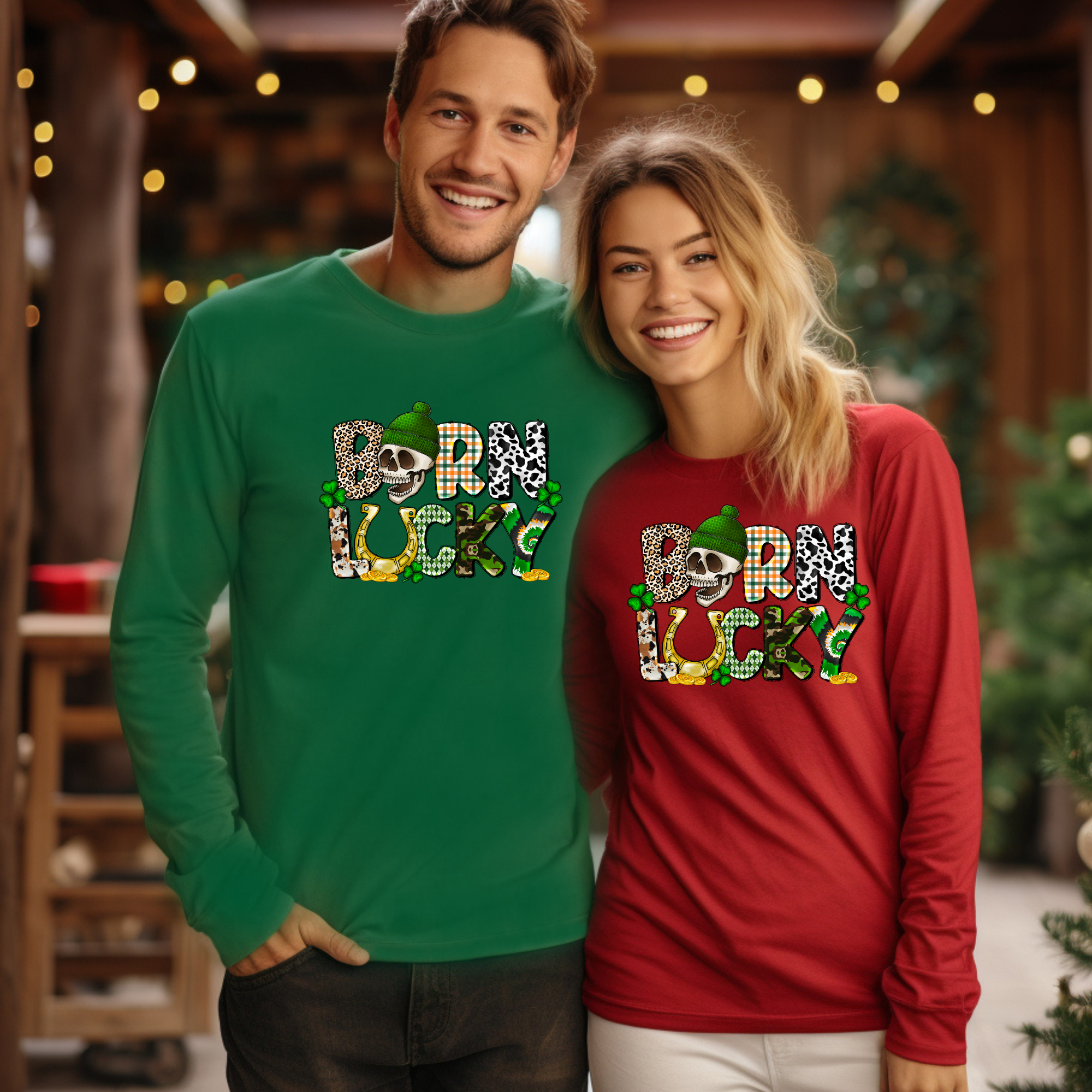 Born Lucky Long Sleeve Graphic Shirt