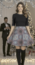 Silver Star Pattern Glitter Flared Skirt