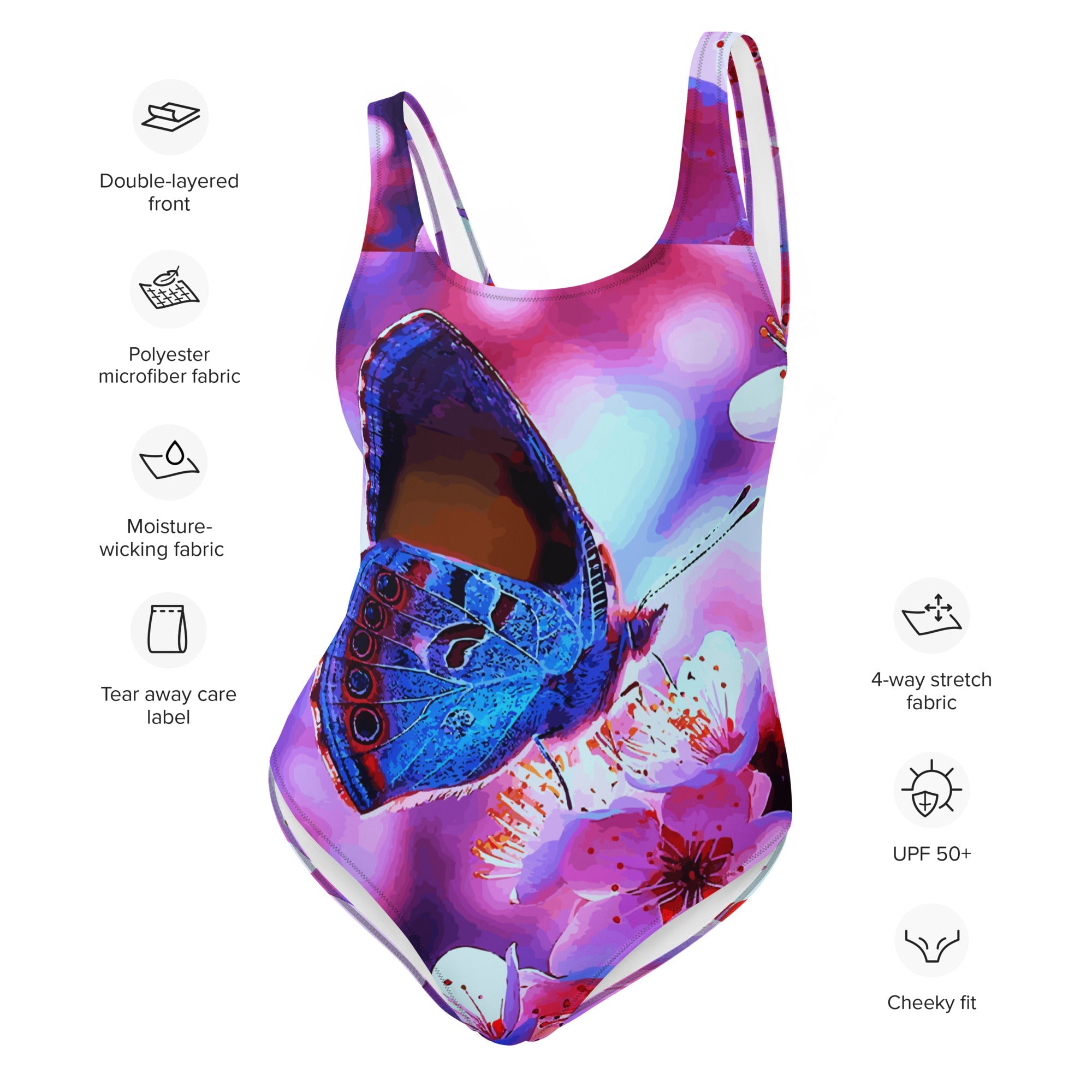 Beautiful Butterfly with Cherry Blossoms Beachwear One-Piece Swimsuit