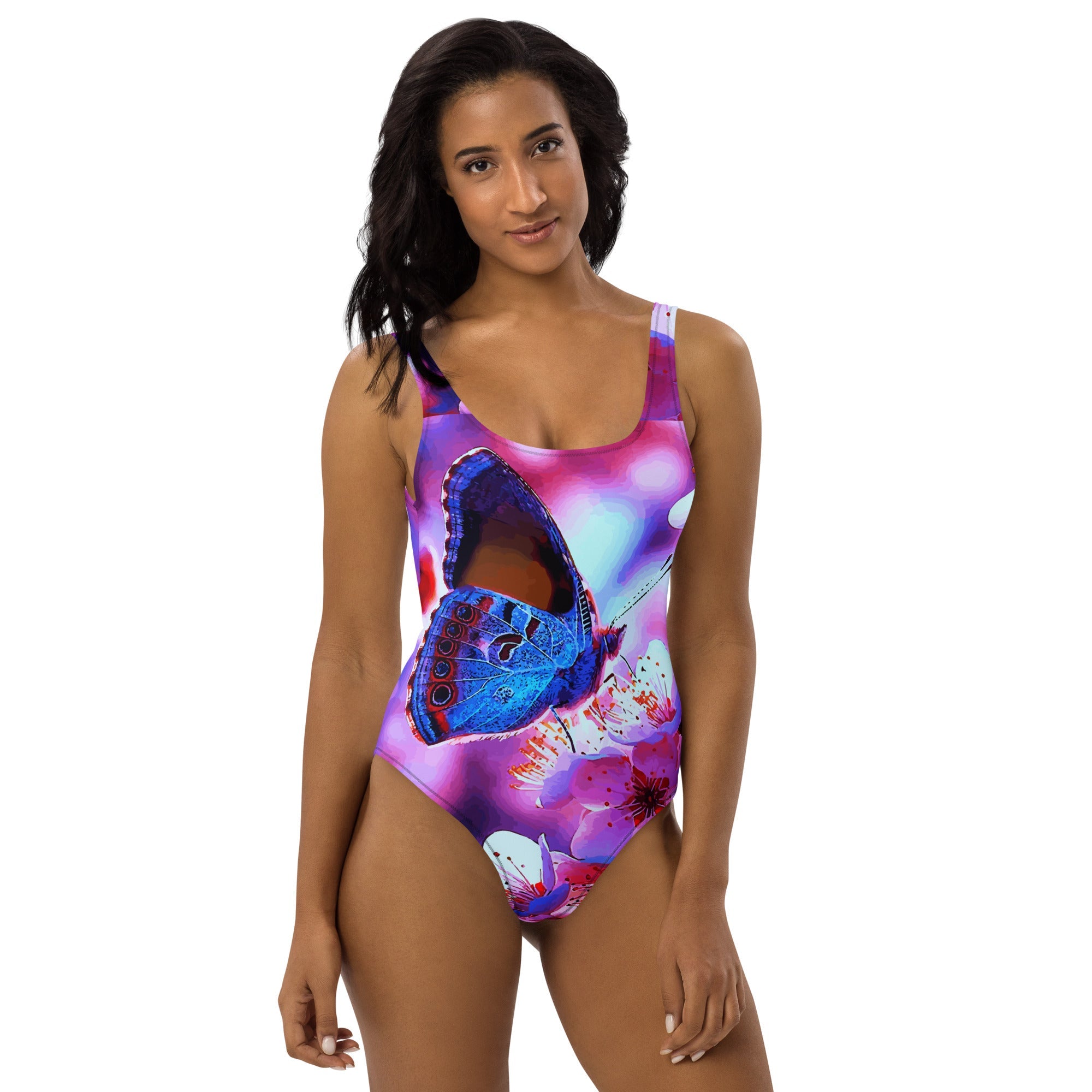 Beautiful Butterfly with Cherry Blossoms Beachwear One-Piece Swimsuit