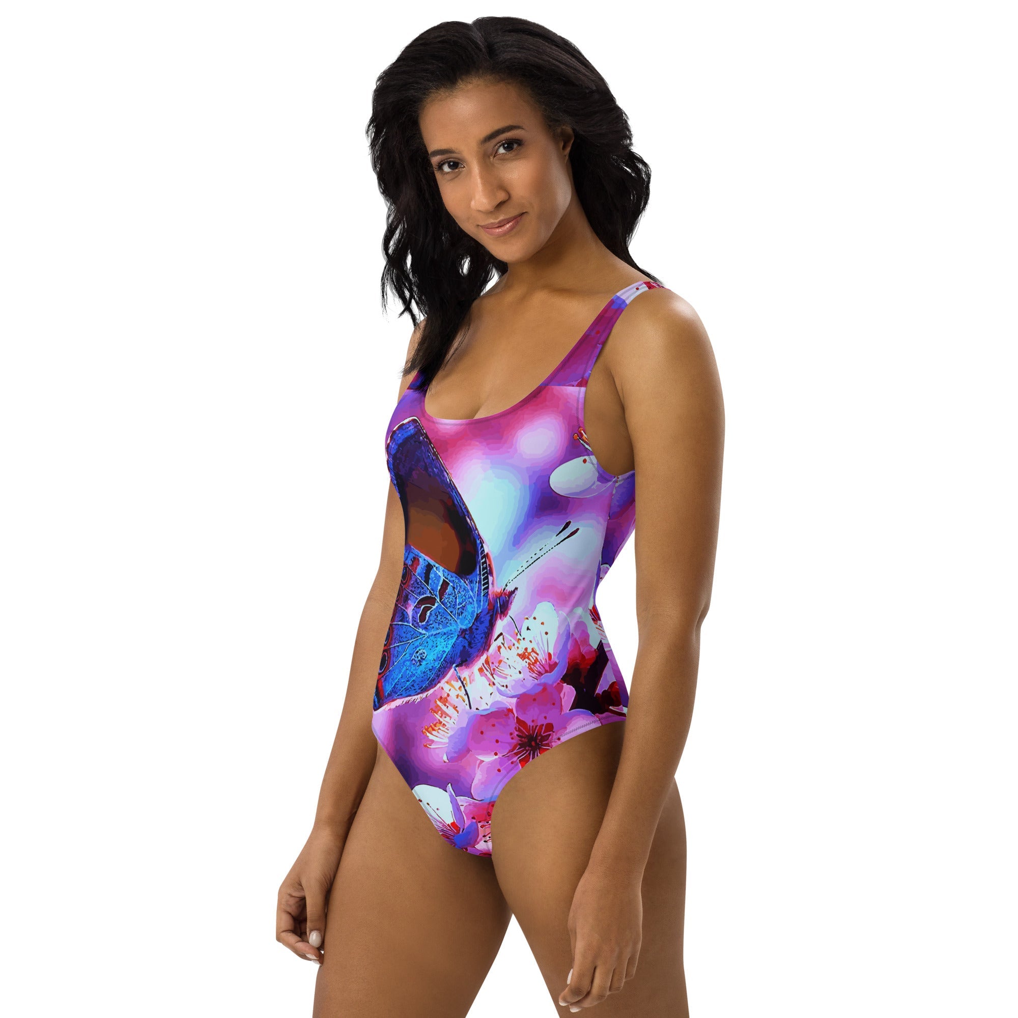 Beautiful Butterfly with Cherry Blossoms Beachwear One-Piece Swimsuit