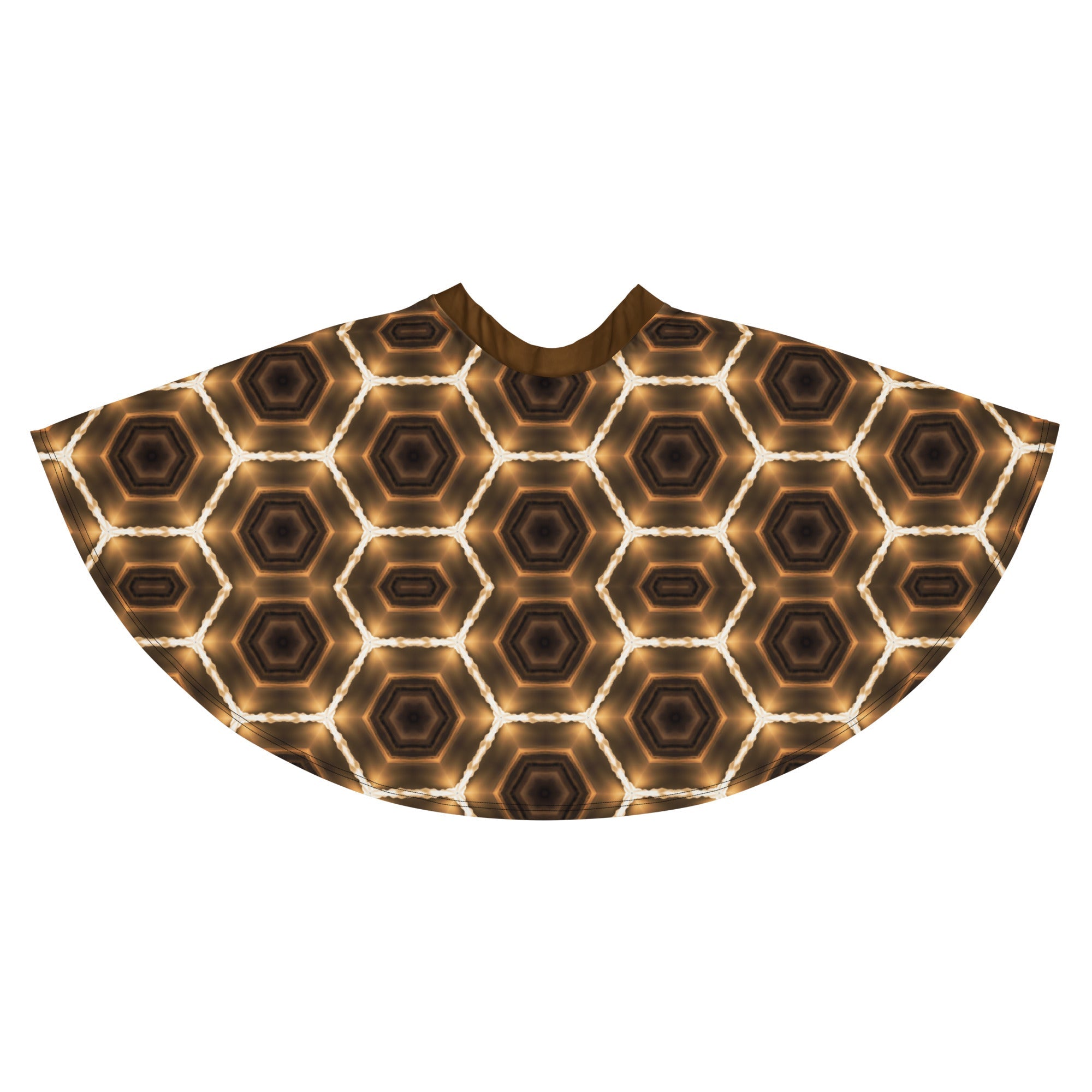 Brown Honeycomb Pattern Short Skater Skirt
