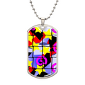 1980's Abstract Pattern Graphic Dog Tags Necklace