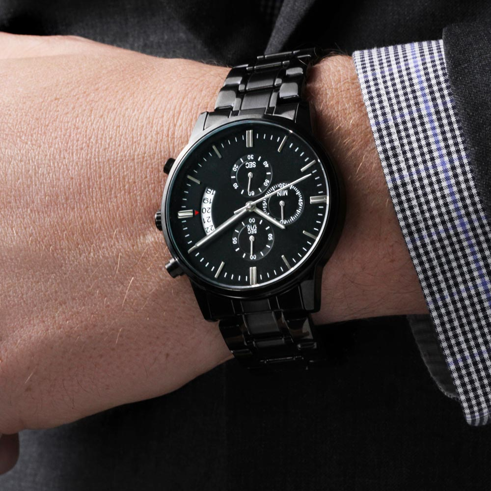 Birthday Wishes to You Engraved Black Chronograph Watch