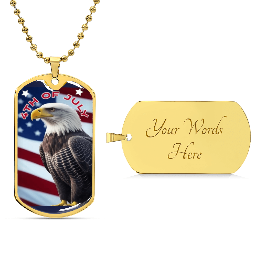 4th of July Bald Eagle Graphic Dog Tags Necklace