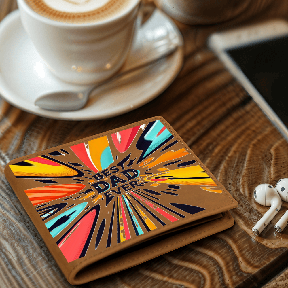 Best Dad Ever Colorful Streaks Graphic Leather Wallet