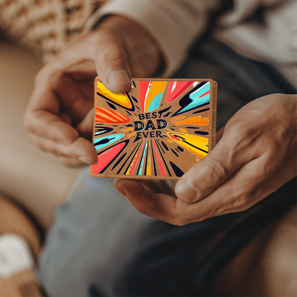 Best Dad Ever Colorful Streaks Graphic Leather Wallet