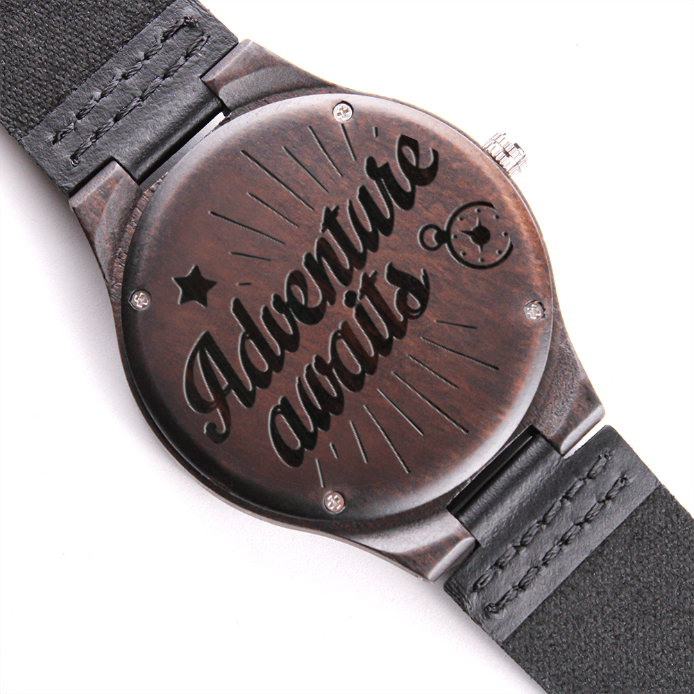 Adventure Awaits Graduation Engraved Wooden Luxury Watch