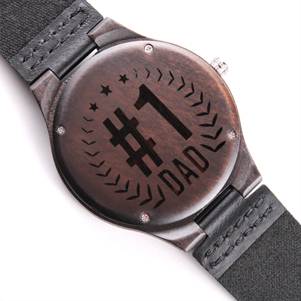 #1 Dad Happy Father's Day Engraved Wooden Watch