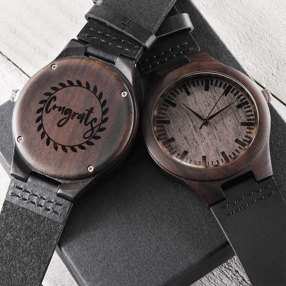 Congrats Engraved Luxury Wooden Watch Graduation Gift
