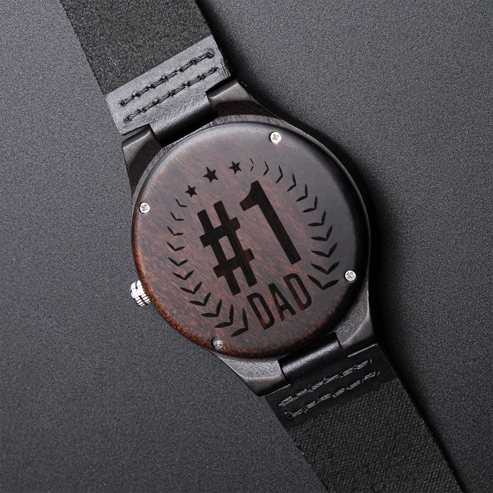 #1 Dad Happy Father's Day Engraved Wooden Watch