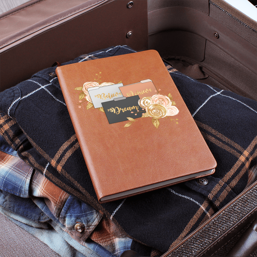 Believe Dream Achieve Graphic Leather Journal Notebook