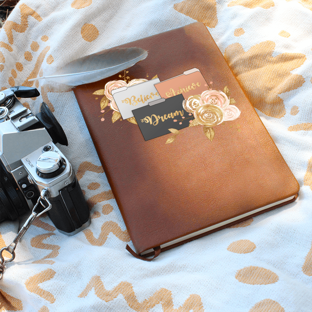 Believe Dream Achieve Graphic Leather Journal Notebook
