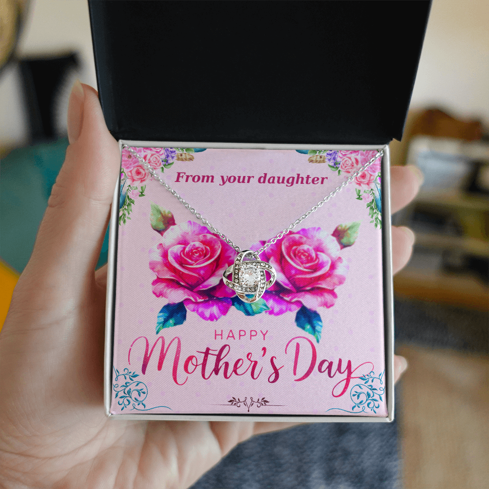 Happy Mother's Day From Your Daughter Love Knot Necklace with Card