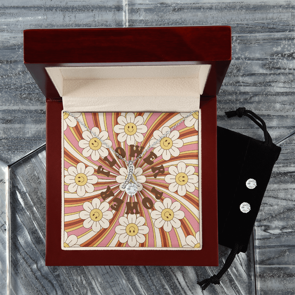 1970's Flower Power Alluring Beauty Necklace & Earring Jewelry Gift Set