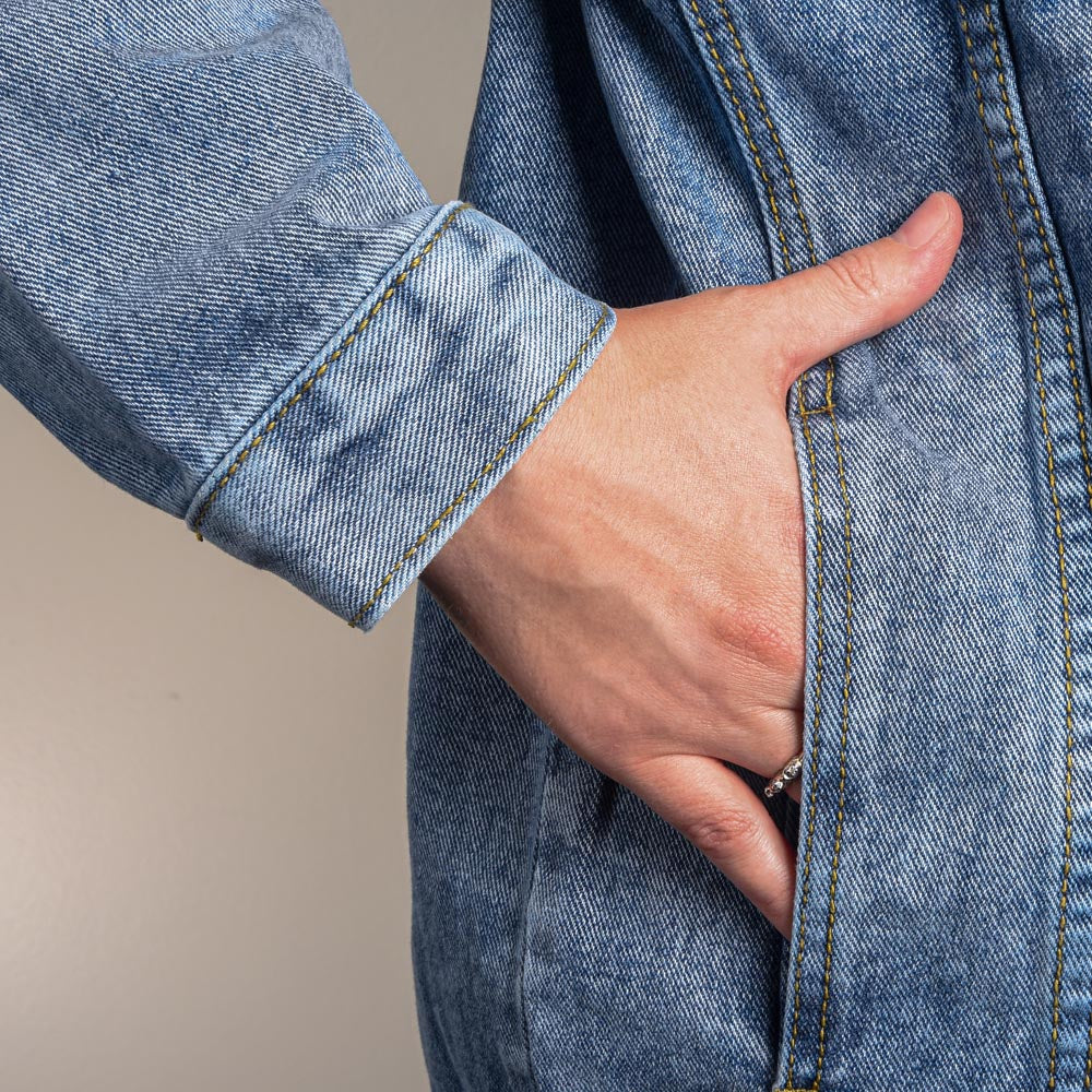 Lady in Waiting for Him to Call Oversized Women's DTG Denim Jacket