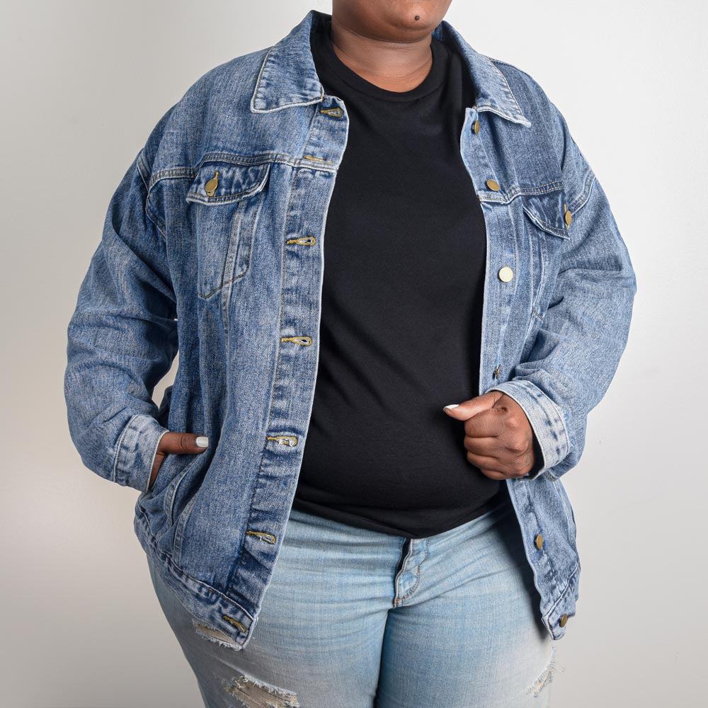 Choose to Shine Fashion Collage Oversized Women's DTG Denim Jacket
