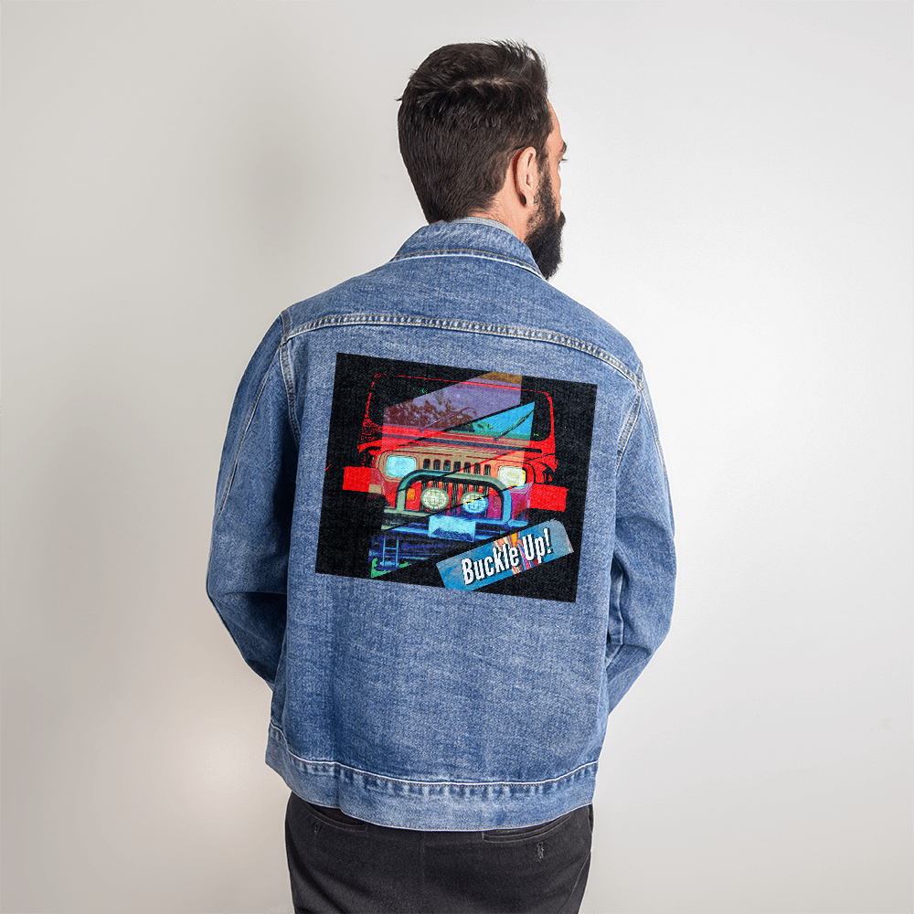 Buckle Up! 4-wheel Drive Men's DTG Denim Jacket