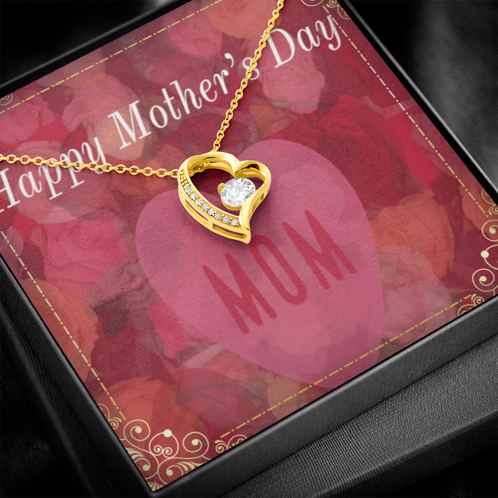 Happy Mother's Day Mom Red Roses with Forever Love Necklace