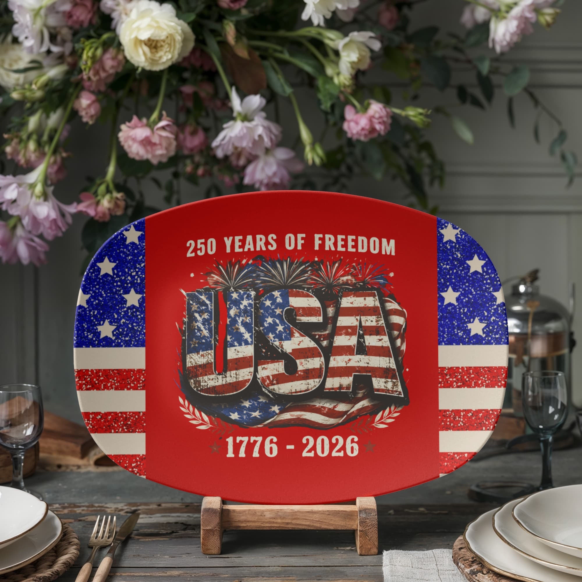 250 Years of Freedom United States 10" x 14" Oval Serving Platter